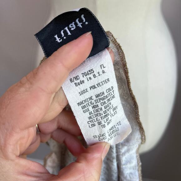 Y2K 90s Women's Cream Tan Fitted Ruffle Collar Bratz Boho Mesh Blouse Sz Large - Picture 8 of 10